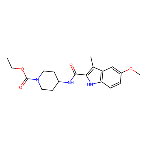 ethyl 4-(5-methoxy-3-methyl-1H-indole-2-carboxamido)piperidine-1-carboxylate structure