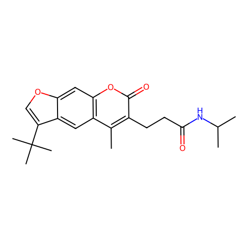 3-(3-(tert-butyl)-5-methyl-7-oxo-7H-furo[3,2-g]chromen-6-yl)-N-isopropylpropanamide structure