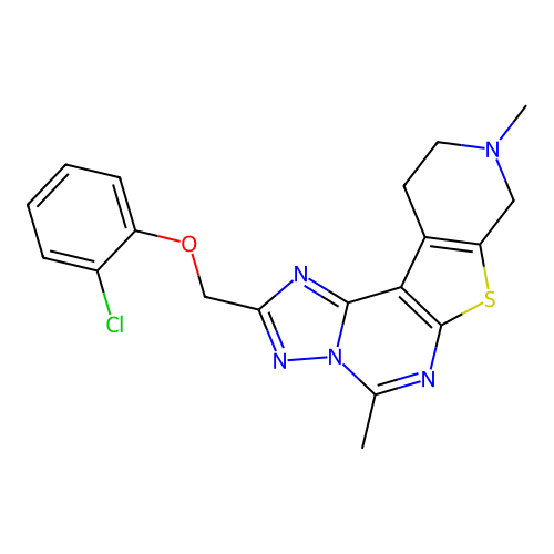 2-[(2-chlorophenoxy)methyl]-5,9-dimethyl-8,9,10,11-tetrahydropyrido[4',3':4,5]thieno[3,2-e][1,2,4]triazolo[1,5-c]pyrimidine structure