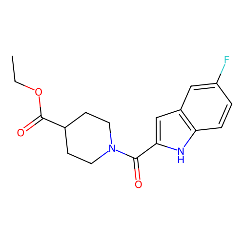 ethyl 1-(5-fluoro-1H-indole-2-carbonyl)piperidine-4-carboxylate structure