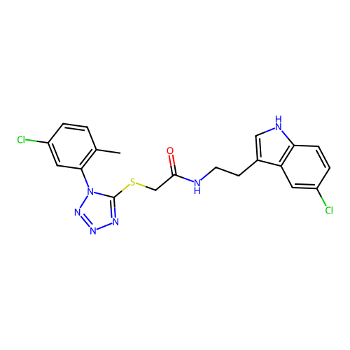 N-(2-(5-chloro-1H-indol-3-yl)ethyl)-2-((1-(5-chloro-2-methylphenyl)-1H-tetrazol-5-yl)thio)acetamide structure