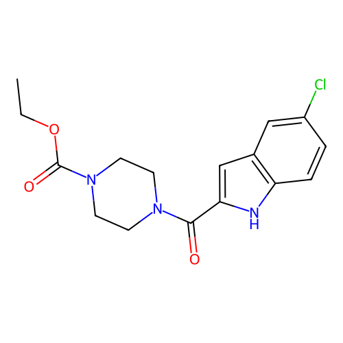 ethyl 4-(5-chloro-1H-indole-2-carbonyl)piperazine-1-carboxylate structure