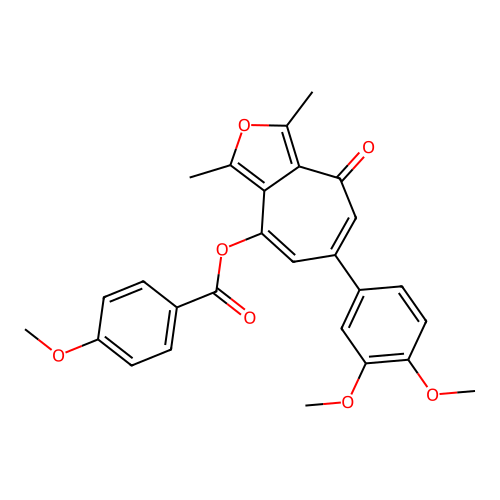 6-(3,4-dimethoxyphenyl)-1,3-dimethyl-4-oxo-4H-cyclohepta[c]furan-8-yl 4-methoxybenzoate structure