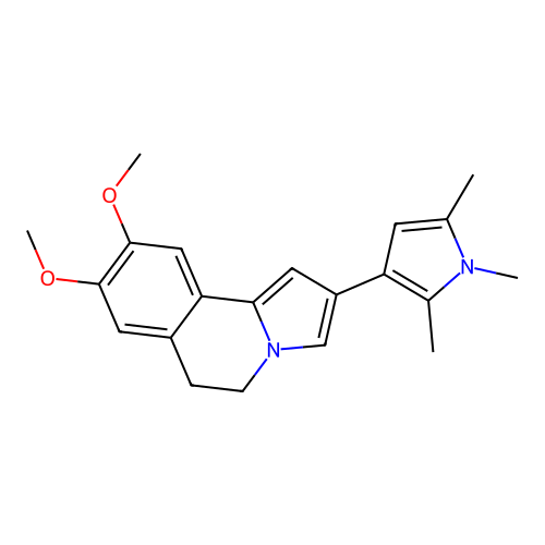 8,9-dimethoxy-2-(1,2,5-trimethyl-1H-pyrrol-3-yl)-5,6-dihydropyrrolo[2,1-a]isoquinoline structure