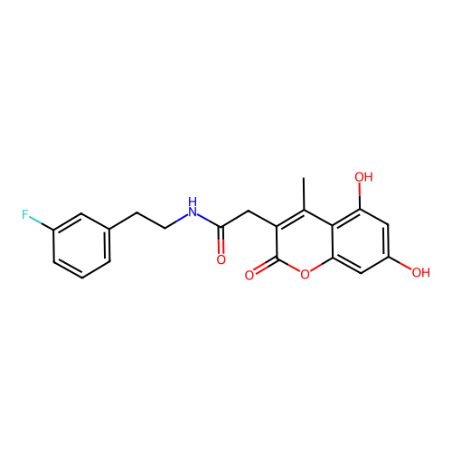 2-(5,7-dihydroxy-4-methyl-2-oxo-2H-chromen-3-yl)-N-(3-fluorophenethyl)acetamide structure