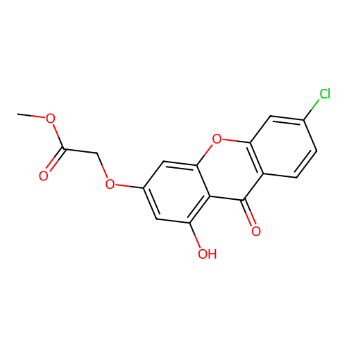 methyl [(6-chloro-1-hydroxy-9-oxo-9H-xanthen-3-yl)oxy]acetate structure