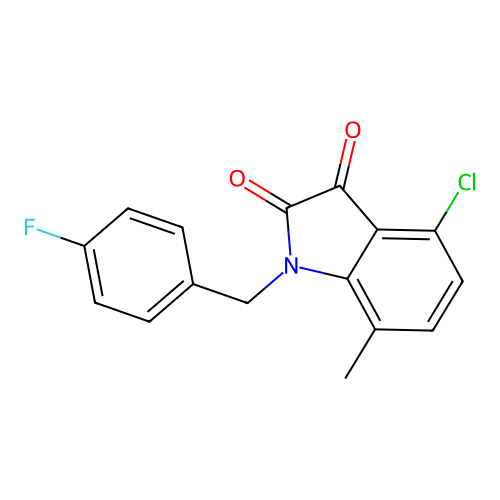4-chloro-1-(4-fluorobenzyl)-7-methyl-1H-indole-2,3-dione structure