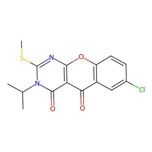 7-chloro-2-(methylsulfanyl)-3-(propan-2-yl)-4H-chromeno[2,3-d]pyrimidine-4,5(3H)-dione structure