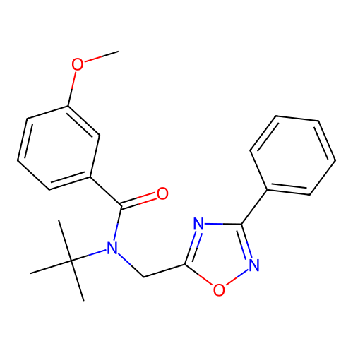 N-tert-butyl-3-methoxy-N-[(3-phenyl-1,2,4-oxadiazol-5-yl)methyl]benzamide structure