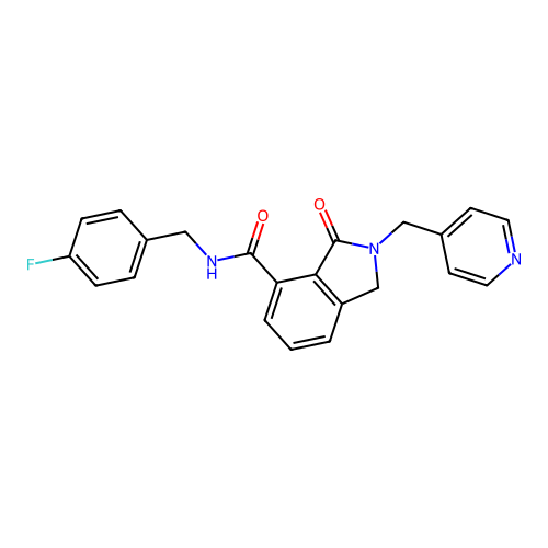 N-(4-fluorobenzyl)-3-oxo-2-(pyridin-4-ylmethyl)isoindoline-4-carboxamide structure