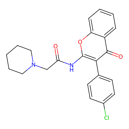 N-(3-(4-chlorophenyl)-4-oxo-4H-chromen-2-yl)-2-(piperidin-1-yl)acetamide structure