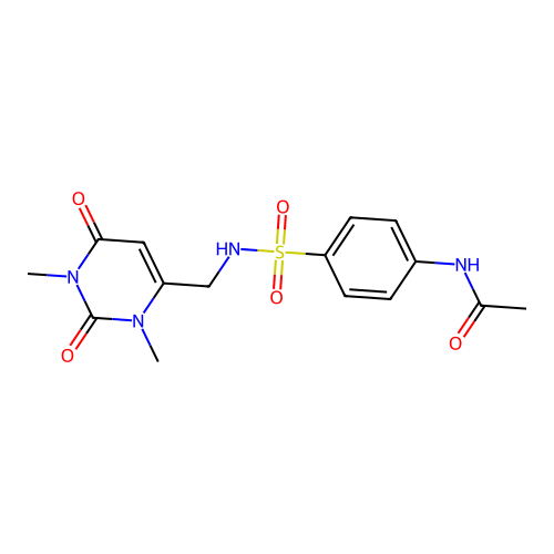 N-(4-(N-((1,3-dimethyl-2,6-dioxo-1,2,3,6-tetrahydropyrimidin-4-yl)methyl)sulfamoyl)phenyl)acetamide structure