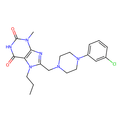 8-[[4-(3-Chlorophenyl)piperazin-1-yl]methyl]-3-methyl-7-propylpurine-2,6-dione structure