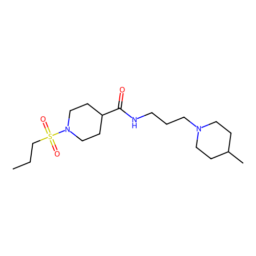 N-(3-(4-methylpiperidin-1-yl)propyl)-1-(propylsulfonyl)piperidine-4-carboxamide structure