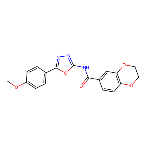 N-[5-(4-methoxyphenyl)-1,3,4-oxadiazol-2-yl]-2,3-dihydro-1,4-benzodioxine-6-carboxamide structure