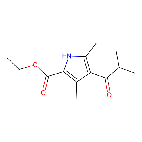 Ethyl 4-isobutyryl-3,5-dimethyl-1H-pyrrole-2-carboxylate structure