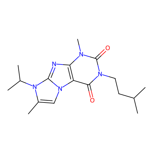 3-isopentyl-8-isopropyl-1,7-dimethyl-1H-imidazo[2,1-f]purine-2,4(3H,8H)-dione structure