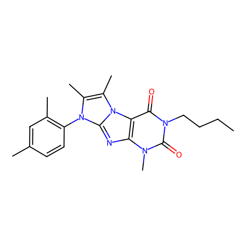 2-Butyl-6-(2,4-dimethylphenyl)-4,7,8-trimethylpurino[7,8-a]imidazole-1,3-dione structure