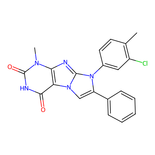 6-(3-Chloro-4-methylphenyl)-4-methyl-7-phenylpurino[7,8-a]imidazole-1,3-dione structure