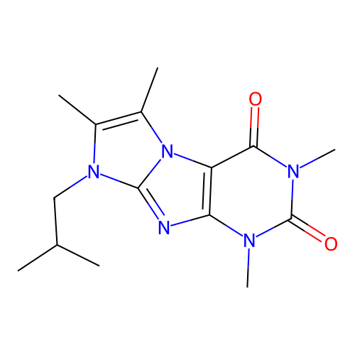 8-isobutyl-1,3,6,7-tetramethyl-1H-imidazo[2,1-f]purine-2,4(3H,8H)-dione structure