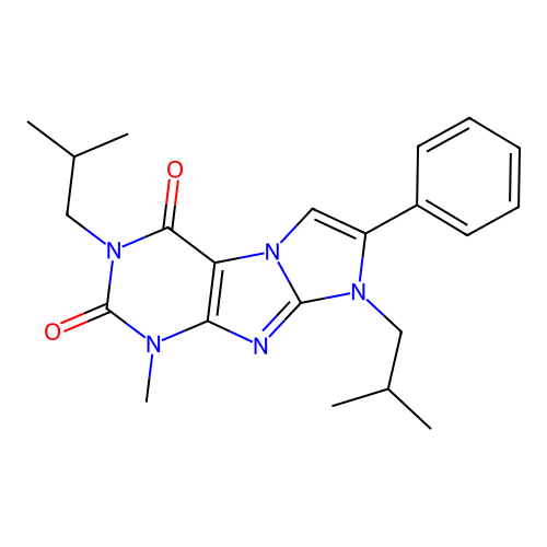 4-Methyl-2,6-bis(2-methylpropyl)-7-phenylpurino[7,8-a]imidazole-1,3-dione structure