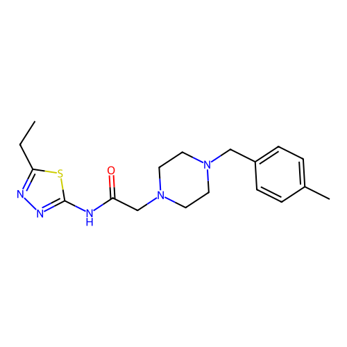 N-(5-ethyl-1,3,4-thiadiazol-2-yl)-2-[4-[(4-methylphenyl)methyl]piperazin-1-yl]acetamide structure