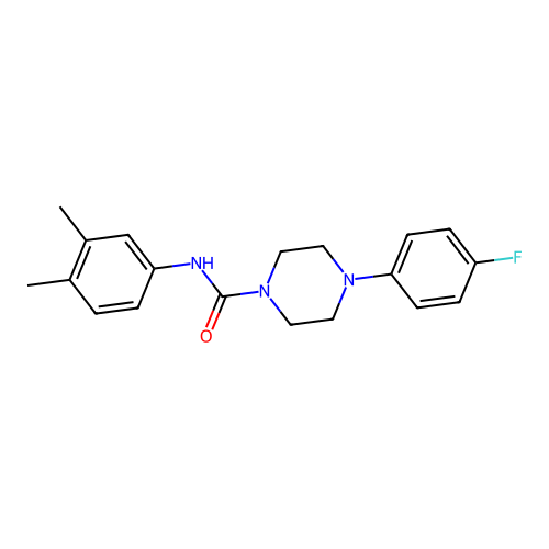 N-(3,4-dimethylphenyl)-4-(4-fluorophenyl)piperazine-1-carboxamide structure