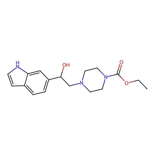 ethyl 4-[2-hydroxy-2-(1H-indol-6-yl)ethyl]piperazine-1-carboxylate structure