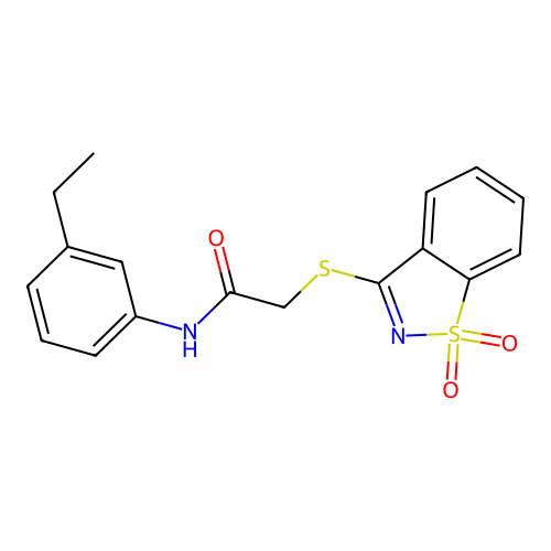2-((1,1-dioxidobenzo[d]isothiazol-3-yl)thio)-N-(3-ethylphenyl)acetamide structure