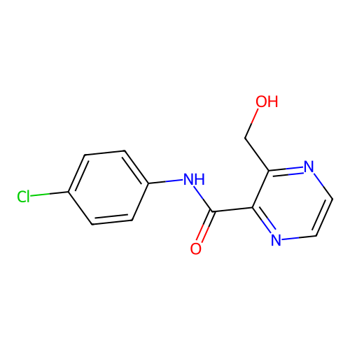 N-(4-chlorophenyl)-3-(hydroxymethyl)pyrazine-2-carboxamide structure
