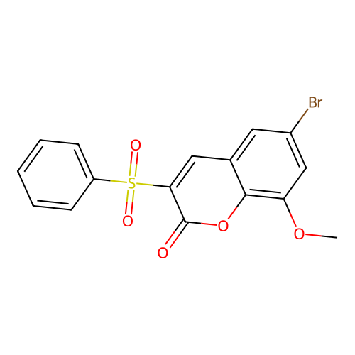 3-(benzenesulfonyl)-6-bromo-8-methoxy-2H-chromen-2-one structure