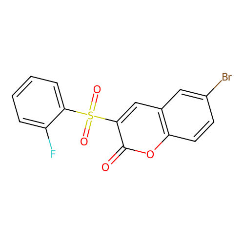 6-Bromo-3-(2-fluorophenyl)sulfonylchromen-2-one structure