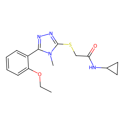 N-cyclopropyl-2-[[5-(2-ethoxyphenyl)-4-methyl-1,2,4-triazol-3-yl]sulfanyl]acetamide structure