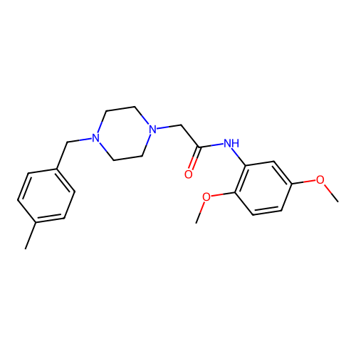 N-(2,5-dimethoxyphenyl)-2-[4-[(4-methylphenyl)methyl]piperazin-1-yl]acetamide structure