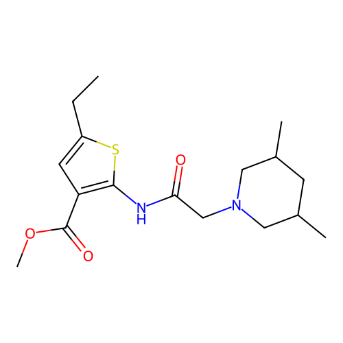 methyl 2-{[(3,5-dimethylpiperidin-1-yl)acetyl]amino}-5-ethylthiophene-3-carboxylate structure