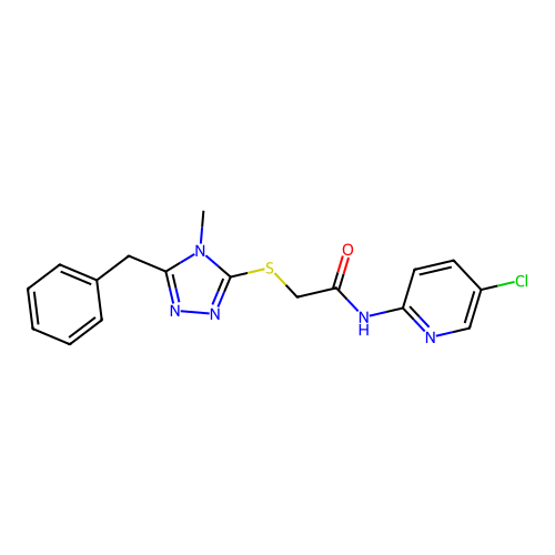 2-[(5-benzyl-4-methyl-1,2,4-triazol-3-yl)sulfanyl]-N-(5-chloropyridin-2-yl)acetamide structure