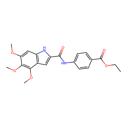 ethyl 4-{[(4,5,6-trimethoxy-1H-indol-2-yl)carbonyl]amino}benzoate structure