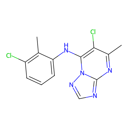 6-chloro-N-(3-chloro-2-methylphenyl)-5-methyl-[1,2,4]triazolo[1,5-a]pyrimidin-7-amine structure