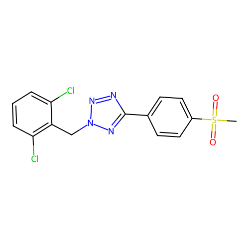 2-(2,6-dichlorobenzyl)-5-(4-(methylsulfonyl)phenyl)-2H-tetrazole structure