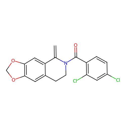 (2,4-dichlorophenyl)(5-methylidene-7,8-dihydro[1,3]dioxolo[4,5-g]isoquinolin-6(5H)-yl)methanone structure