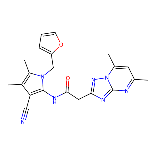 N-(3-cyano-1-(furan-2-ylmethyl)-4,5-dimethyl-1H-pyrrol-2-yl)-2-(5,7-dimethyl-[1,2,4]triazolo[1,5-a]pyrimidin-2-yl)acetamide structure