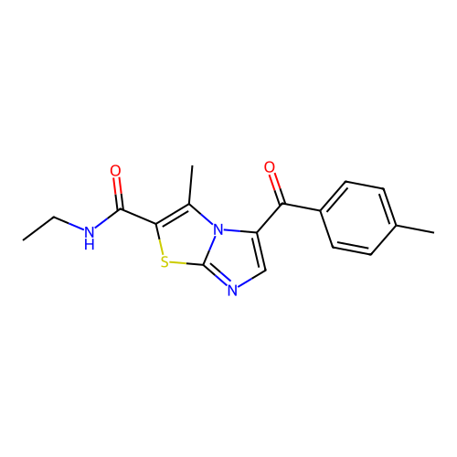 N-ethyl-3-methyl-5-(4-methylbenzoyl)imidazo[2,1-b]thiazole-2-carboxamide structure