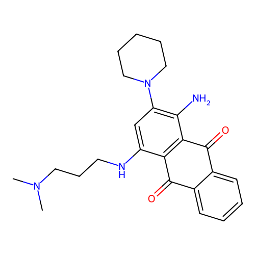 1-amino-4-{[3-(dimethylamino)propyl]amino}-2-(piperidin-1-yl)anthracene-9,10-dione structure