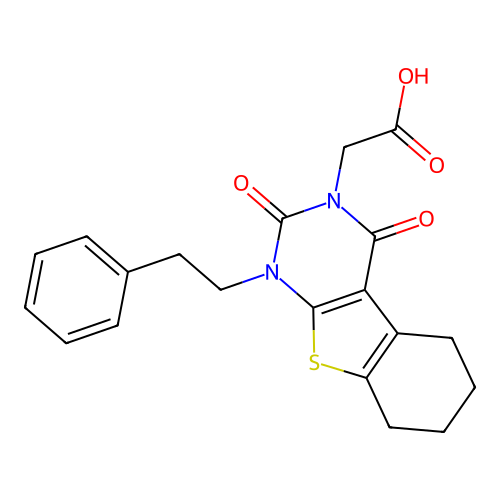 2-(2,4-dioxo-1-phenethyl-1,2,5,6,7,8-hexahydrobenzo[4,5]thieno[2,3-d]pyrimidin-3(4H)-yl)acetic acid structure