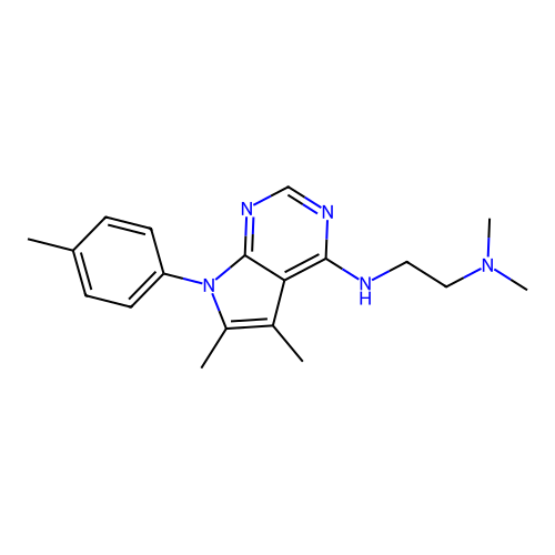 N-[5,6-dimethyl-7-(4-methylphenyl)pyrrolo[2,3-d]pyrimidin-4-yl]-N',N'-dimethylethane-1,2-diamine structure