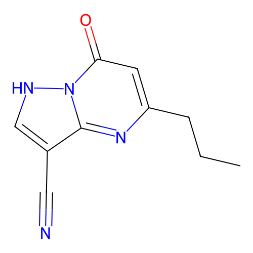 7-oxo-5-propyl-4H,7H-pyrazolo[1,5-a]pyrimidine-3-carbonitrile structure