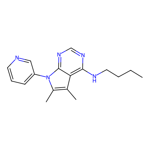 N-butyl-5,6-dimethyl-7-(pyridin-3-yl)-7H-pyrrolo[2,3-d]pyrimidin-4-amine structure