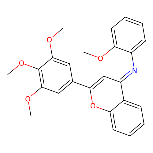 (E)-2-methoxy-N-(2-(3,4,5-trimethoxyphenyl)-4H-chromen-4-ylidene)aniline structure