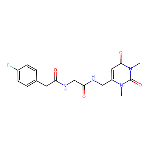 N-((1,3-dimethyl-2,6-dioxo-1,2,3,6-tetrahydropyrimidin-4-yl)methyl)-2-(2-(4-fluorophenyl)acetamido)acetamide structure
