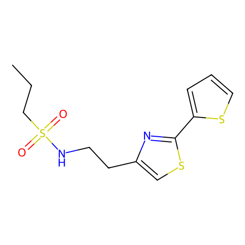 N-{2-[2-(thiophen-2-yl)-1,3-thiazol-4-yl]ethyl}propane-1-sulfonamide structure